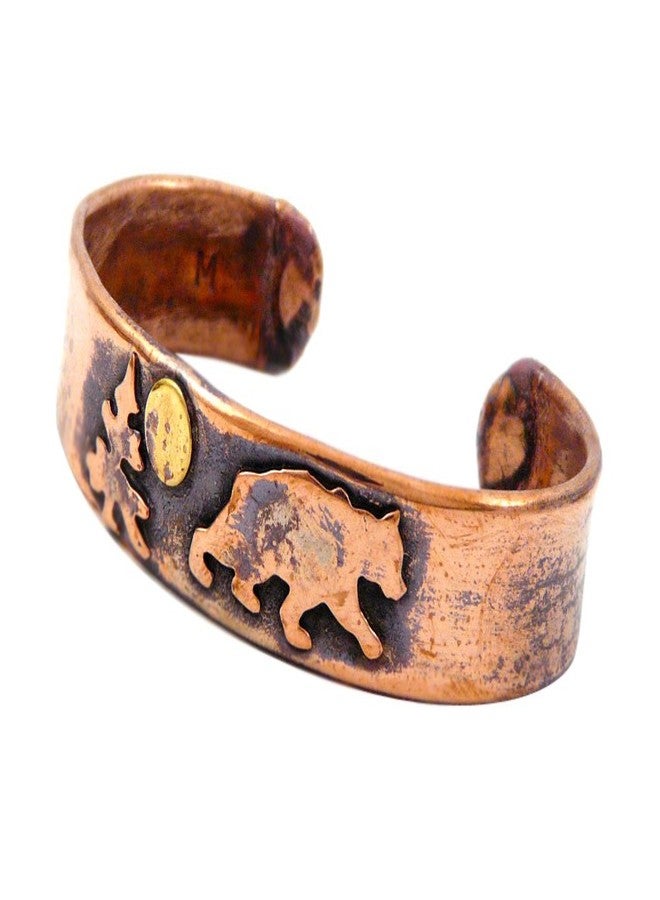 Modern Artisans American Made Rustic Copper Cuff Bracelet - Bear (Large Size, suitable for 7.75" to 8" wrist) - Image 2